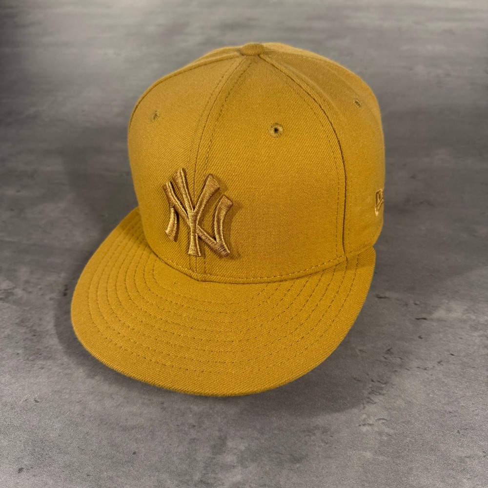 Vintage New York Yankees Hat New Era Cap 7 Brown‎ Tan USA Wool Blend Timberlands